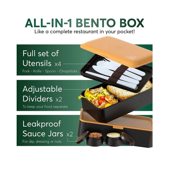 Bento Box Adult Lunch Box with Utensils, 40 oz Large, All-in-One Meal - Picture 2 of 8